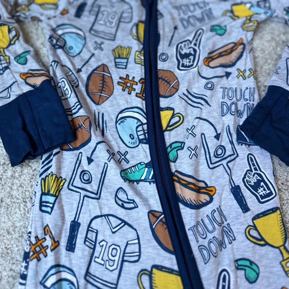 Little Sleepies Football Zip-up Pajamas